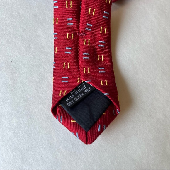 Louis Dell Olio Neck Tie Men’s Silk  made in ItalyGeometric Classic Preppy Red - Picture 4 of 7